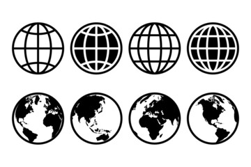 Sticker - globe silhouette world icon collection isolated on white background