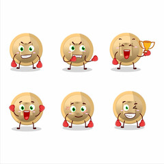 Sticker - A sporty chinese coin boxing athlete cartoon mascot design