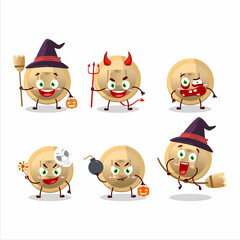 Poster - Halloween expression emoticons with cartoon character of chinese coin