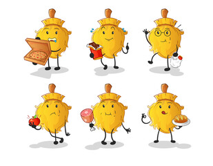 Wall Mural - broom food set character. cartoon mascot vector