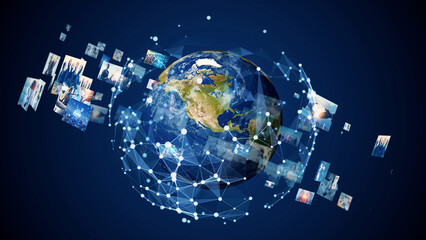 Aufkleber - Visual contents concept. Image analysis. Digital transformation. Global communication network. Elements of this image furnished by NASA. 3D rendering.