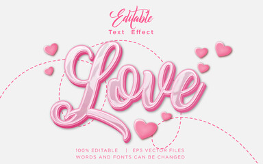 love 3d editable text effect , love text style