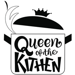 Wall Mural - Queen of the kitchen text. Handwritten calligraphy text for inspirational posters, cards and social media content. phrase isolated.