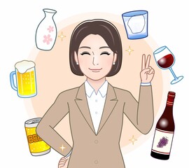 Sticker - 色々なお酒と女性