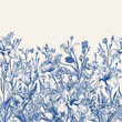 © Lisla - Floral border with flowers and herbs.