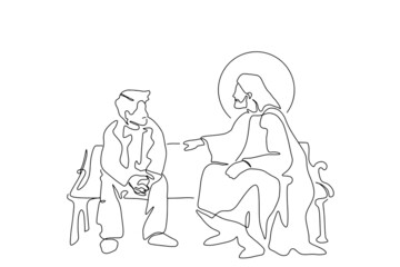 Wall Mural - Continuous line drawing of Jesus Christ vector illustration Testament
Bible
