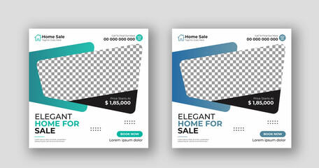 Business real estate social media post square flyer banner template