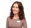 © Syda Productions - sale, shopping and business concept - happy female shop assistant with name tag over white background