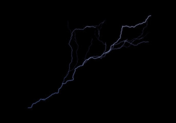Wall Mural - Lightnings, thunderbolt strikes during storm at night.