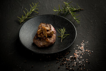 Wall Mural - grilled tenderloin with boletus mushroom