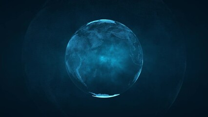 Wall Mural - Digital globe rotating 3D VFX animation of future technology abstract business scientific growth network and global connectivity computer generated sky