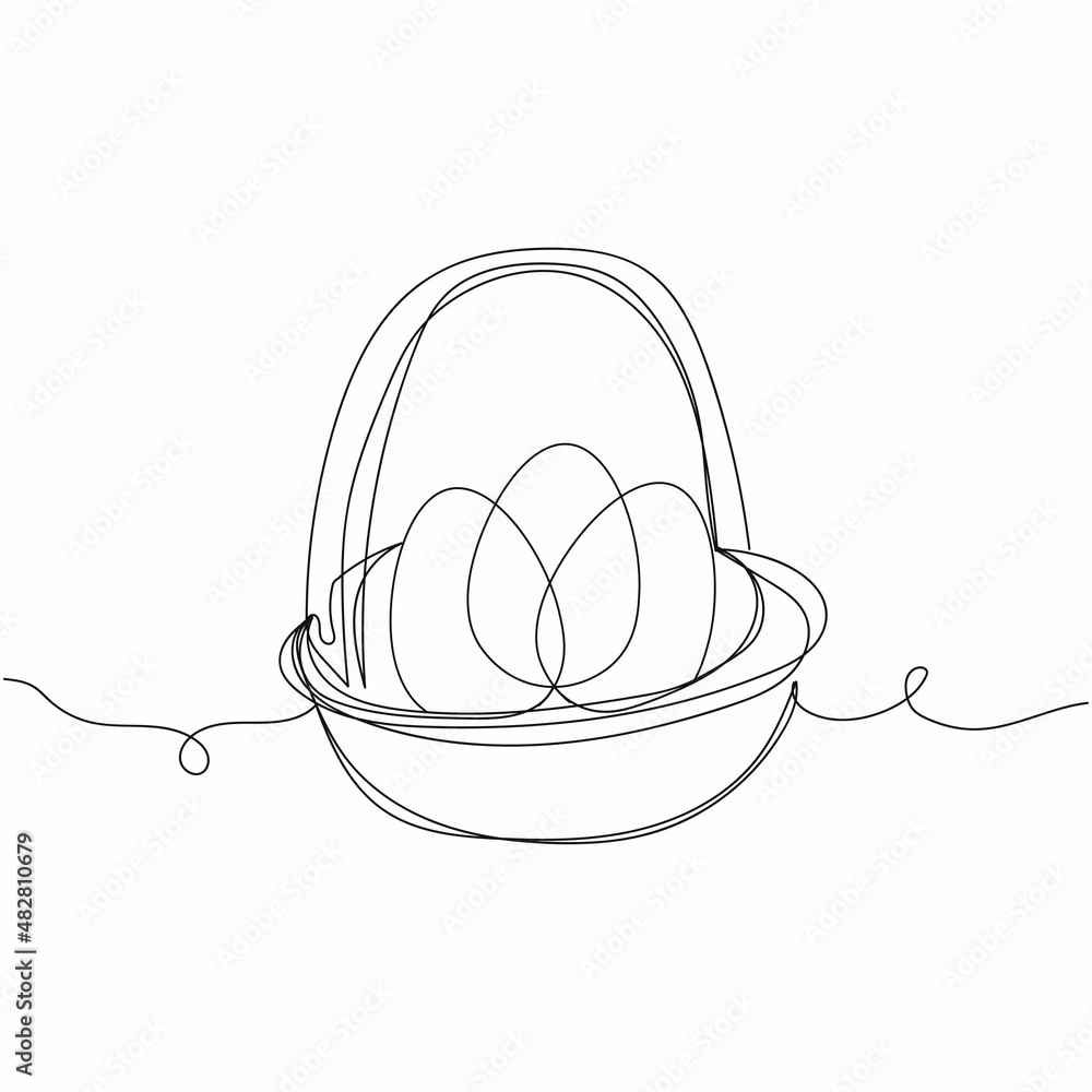 Continuous one simple single abstract line drawing of easter eggs in ...