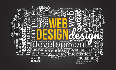 Web design word cloud template. Creative concept vector background.