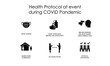 Health protocol at the event during Covid pandemic vector black editable