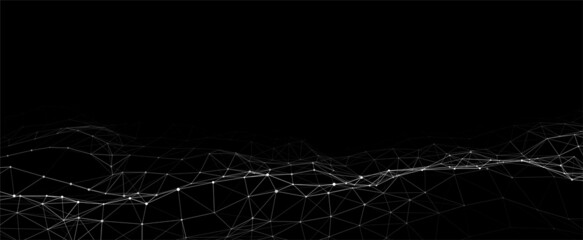 Technological wave of dots and lines. Technology background concept. Big data visualizations. Network connections. Vector illustration for website.