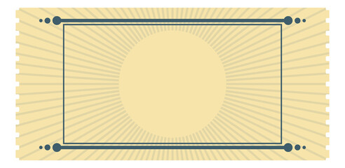 Retro card design. Yellow ticket template with decorative text frame