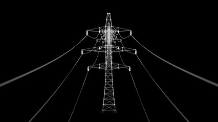 Wall Mural - High voltage electric towers Hologram. Energy and Technology Concept