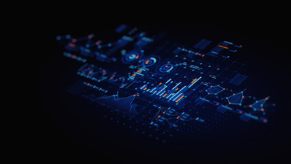 Wall Mural - financial data document graph chart report statistic marketing research development planning managem