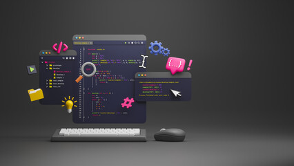 programmer developer typing script source languages coding symbols icon development project data pro