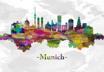 Fototapete - Munich Germany skyline