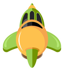 Poster - Cartoon space ship. Cute shiny spacecraft for child game