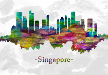 Fototapete - Singapore skyline