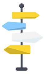 Wall Mural - Cartoon signpost. Colorful blank arrow pointers on pole