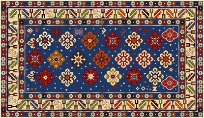 Persian carpet original design, tribal vector texture. Easy to edit and change a few colors by swatch window.