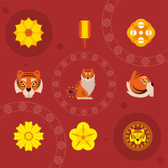 Sticker - nine chinese new year icons