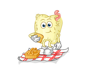 tooth decay on a picnic cartoon. cartoon mascot vector