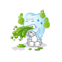 Canvas Print - tooth throw up cartoon. cartoon mascot vector