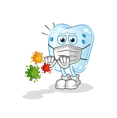 Sticker - tooth refuse viruses cartoon. cartoon mascot vector