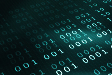 2d illustration abstract digital binary data on computer screen