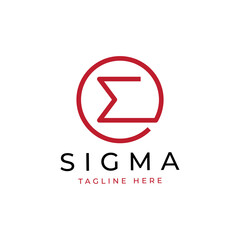 simple and unique red sigma in circle logo design