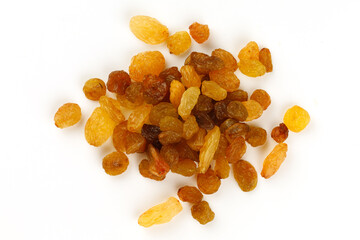 Poster - Yellow raisins on a white background