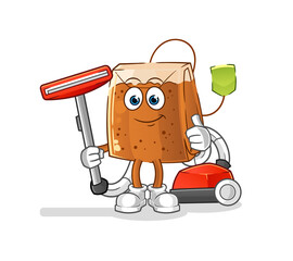 Canvas Print - tea bag clean with a vacuum . character vector