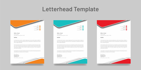 Wall Mural - abstract letterhead template design with three colors layout vector