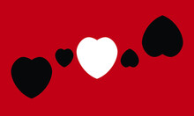 Print On Red Background, Print On Red Background, Black And White Heart With Red Background Illustration