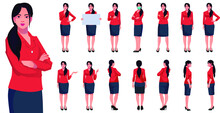 Set Of Fat Business People Vector Characters Design Diffrent Posses Front Back And Side View Real Character Style