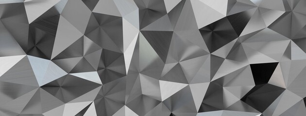 Fototapete - Close up detail of abstract modern metallic triangular wall pattern. Silver triangle geometric art wallpaper.