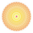 Openwork elegance mandala with aum, om, ohm sign in center, round ornament. Spiritual symbol. Vector art graphics.