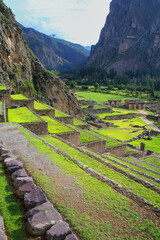 Wall Mural - Terraces of Pumatallis at the Inca Fortress in Ollantaytambo, Peru