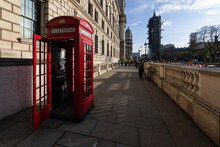 Typical Phone Box With Big Ben Tower