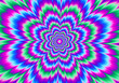Pulsing colorful flower. Motion illusion.