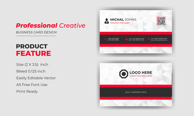Wall Mural - Black, red and white abstract business card design template