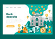 Web page concept with illustration for bank. Bank deposit, investment, online transactions