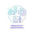 © bsd studio - Productivity and efficiency blue gradient concept icon. RE economic benefits abstract idea thin line illustration. Isolated outline drawing. Roboto-Medium, Myriad Pro-Bold fonts used