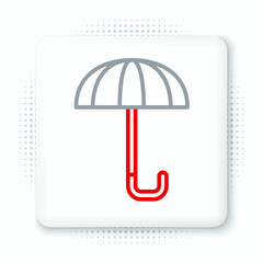 Canvas Print - Line Classic elegant opened umbrella icon isolated on white background. Rain protection symbol. Colorful outline concept. Vector