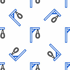 Sticker - Line Gallows rope loop hanging icon isolated seamless pattern on white background. Rope tied into noose. Suicide, hanging or lynching. Colorful outline concept. Vector