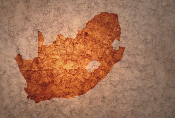 map of south africa on a old vintage crack paper background
